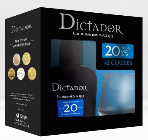 Dictador 20 years 0,7  40% pdd.+ 2 pohár