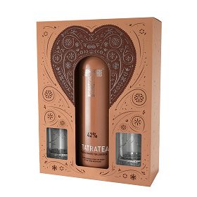   Tatratea -bronz- őszibarack és fehér tea likőr 42% pdd. + 2 pohár