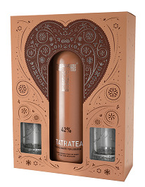 Tatratea -bronz- őszibarack és fehér tea likőr 42% pdd. + 2 pohár