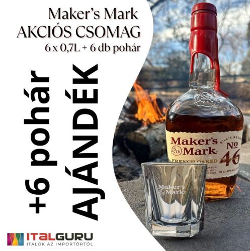 Makers Mark AKCIÓS CSOMAG (6*0,7 liter + 6 db pohár)
