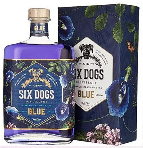 Six Dogs  Blue Gin 43% pdd.