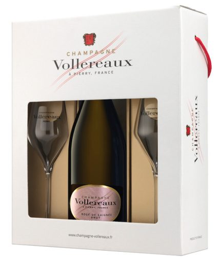 Vollereaux Brut ROSE de S. Champagne 12% pdd. + 2 pohár
