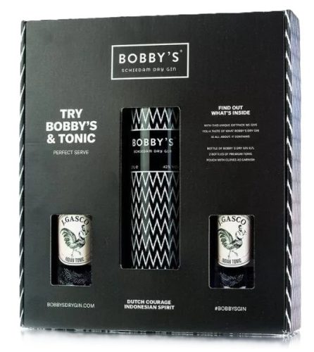 Bobbys Gin 0,7 42% Schiedam Dry dd. + 2 pohár